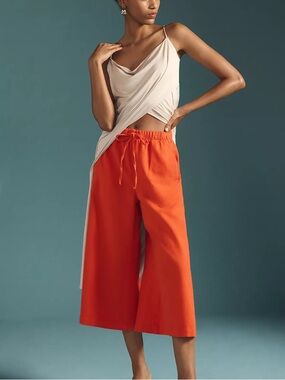 Pilcro Mid-Rise Drawstring Culottes – Bright Orange – Size Small – 100% Cotton